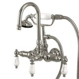 Vintage CC10T1 Three-Handle 2-Hole Tub Wall Mount Clawfoot Tub Faucet with Hand Shower, Polished Chrome