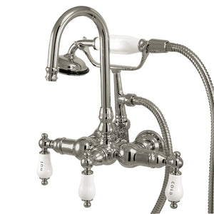 Vintage CC10T1 Three-Handle 2-Hole Tub Wall Mount Clawfoot Tub Faucet with Hand Shower, Polished Chrome