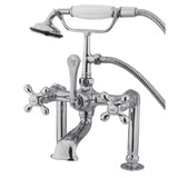 Vintage CC110T1 Three-Handle 2-Hole Deck Mount Clawfoot Tub Faucet with Hand Shower, Polished Chrome