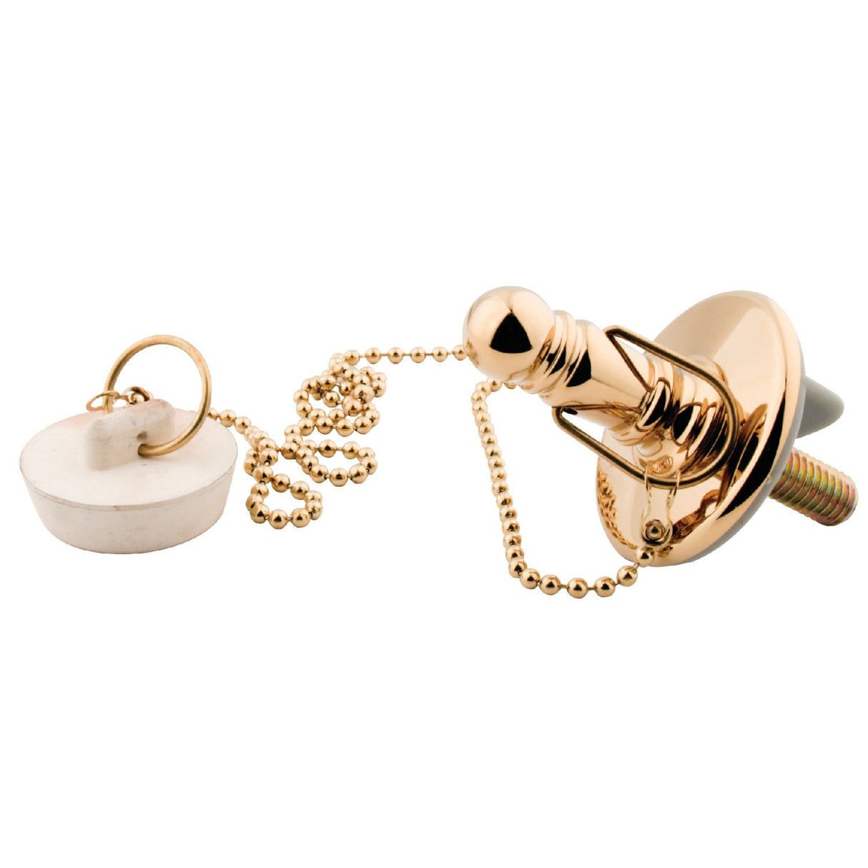 Vintage CC1112 Rubber Stopper Chain and Attachment, Polished Brass
