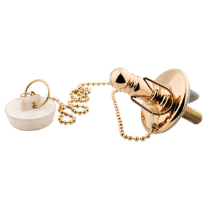 Vintage CC1112 Rubber Stopper Chain and Attachment, Polished Brass