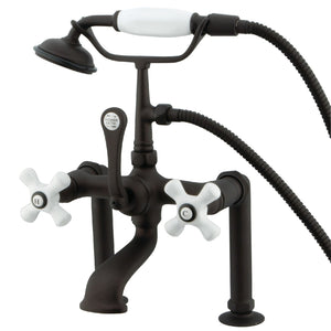 Vintage CC111T5 Three-Handle 2-Hole Deck Mount Clawfoot Tub Faucet with Hand Shower, Oil Rubbed Bronze
