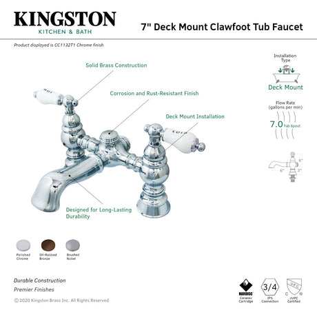 Vintage CC1132T5 Two-Handle 2-Hole Deck Mount Clawfoot Tub Faucet, Oil Rubbed Bronze