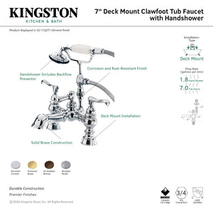 Vintage CC1152T5 Two-Handle 2-Hole Deck Mount Clawfoot Tub Faucet with Hand Shower, Oil Rubbed Bronze