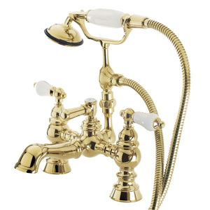 Vintage CC1154T2 Two-Handle 2-Hole Deck Mount Clawfoot Tub Faucet with Hand Shower, Polished Brass