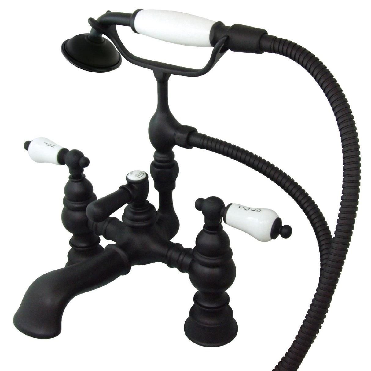 Vintage CC1154T5 Two-Handle 2-Hole Deck Mount Clawfoot Tub Faucet with Hand Shower, Oil Rubbed Bronze