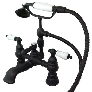 Vintage CC1154T5 Two-Handle 2-Hole Deck Mount Clawfoot Tub Faucet with Hand Shower, Oil Rubbed Bronze