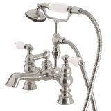 Vintage CC1154T8 Two-Handle 2-Hole Deck Mount Clawfoot Tub Faucet with Hand Shower, Brushed Nickel