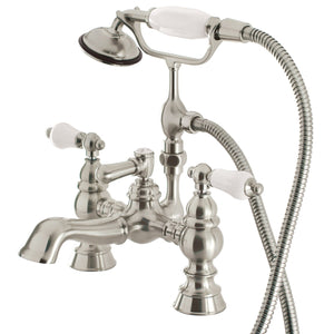 Vintage CC1156T8 Two-Handle 2-Hole Deck Mount Clawfoot Tub Faucet with Hand Shower, Brushed Nickel