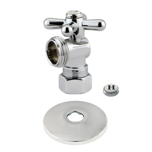 CC12001XK 5/8-Inch OD Comp x 3/4-Inch Hose Thread Quarter-Turn Angle Stop Valve with Flange, Polished Chrome