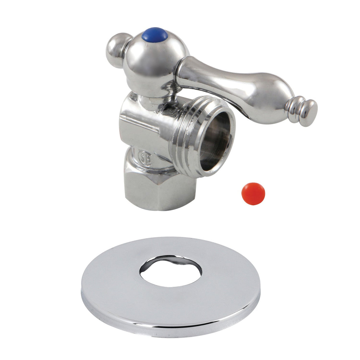 CC13001K 1/2-Inch FIP x 3/4-Inch Hose Thread Quarter-Turn Angle Stop Valve with Flange, Polished Chrome