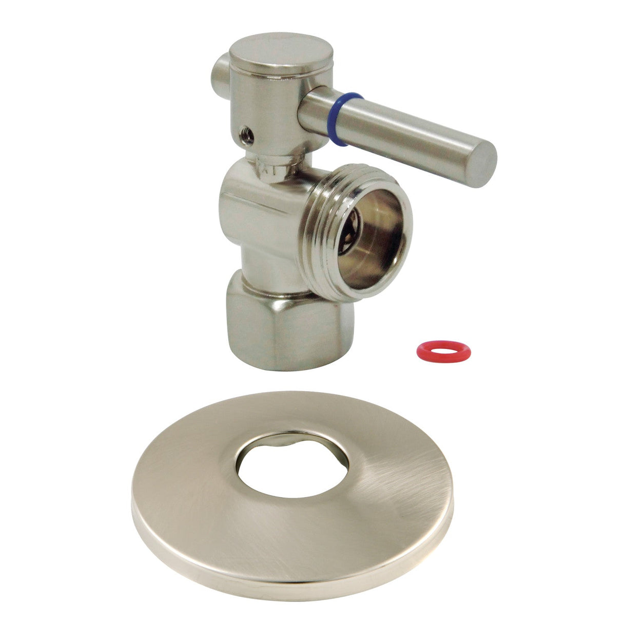 CC13008DLK 1/2-Inch FIP x 3/4-Inch Hose Thread Quarter-Turn Angle Stop Valve with Flange, Brushed Nickel