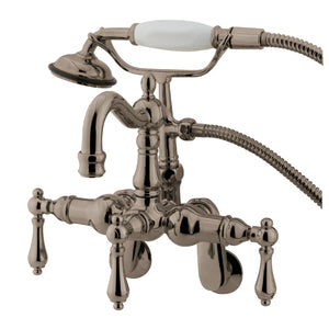 Vintage CC1301T8 Three-Handle 2-Hole Tub Wall Mount Clawfoot Tub Faucet with Hand Shower, Brushed Nickel