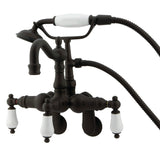 Vintage CC1305T5 Three-Handle 2-Hole Tub Wall Mount Clawfoot Tub Faucet with Hand Shower, Oil Rubbed Bronze