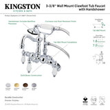 Vintage CC1305T8 Three-Handle 2-Hole Tub Wall Mount Clawfoot Tub Faucet with Hand Shower, Brushed Nickel