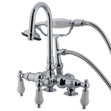 Vintage CC16T1 Three-Handle 2-Hole Deck Mount Clawfoot Tub Faucet with Hand Shower, Polished Chrome