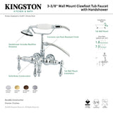 Vintage CC19T8 Three-Handle 2-Hole Tub Wall Mount Clawfoot Tub Faucet with Hand Shower, Brushed Nickel