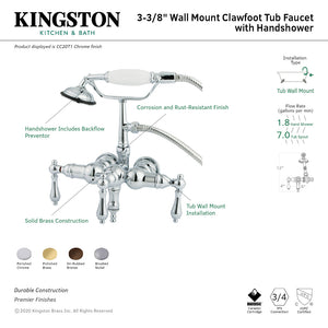 Vintage CC19T8 Three-Handle 2-Hole Tub Wall Mount Clawfoot Tub Faucet with Hand Shower, Brushed Nickel