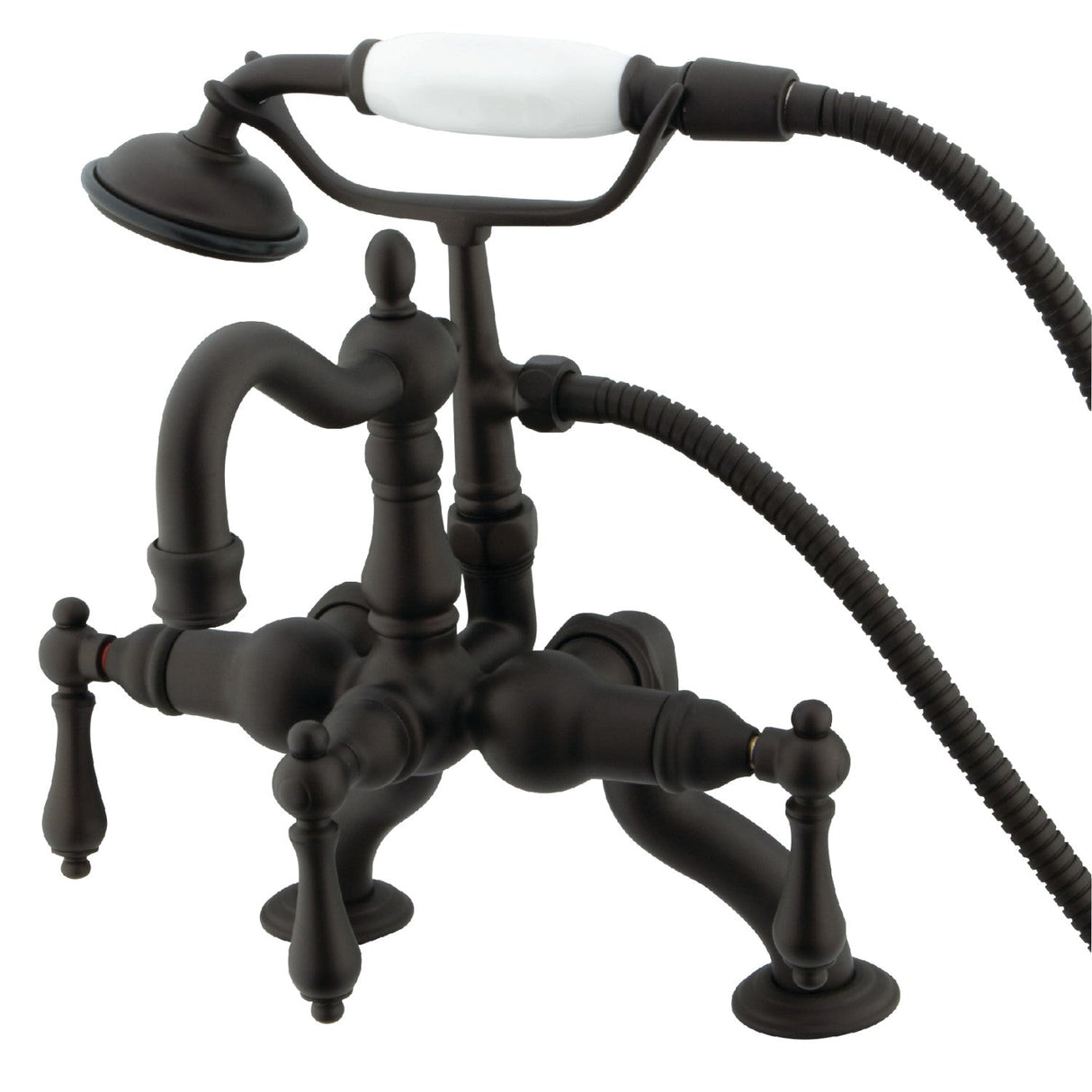 Vintage CC2007T5 Three-Handle 2-Hole Deck Mount Clawfoot Tub Faucet with Hand Shower, Oil Rubbed Bronze