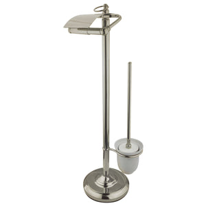 Vintage CC2018 Freestanding Toilet Paper Holder with Brush and Holder, Brushed Nickel