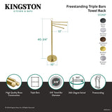 Vintage CC2027 Freestanding Triple Towel Rack, Brushed Brass