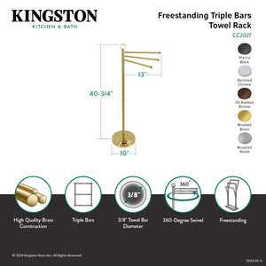 Vintage CC2027 Freestanding Triple Towel Rack, Brushed Brass