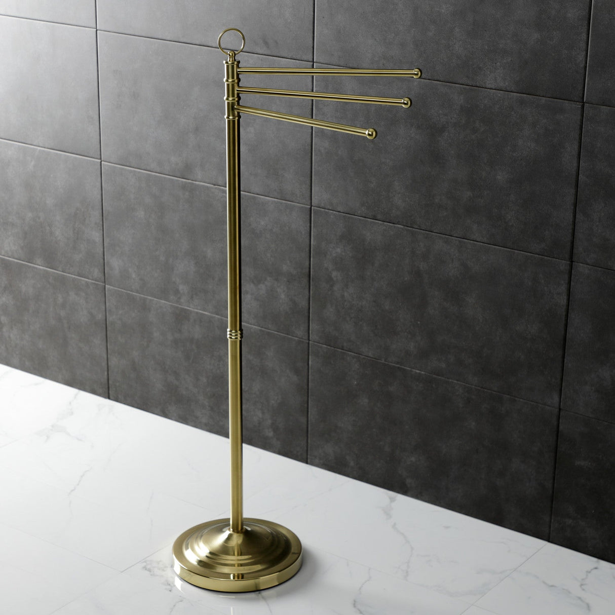 Vintage CC2027 Freestanding Triple Towel Rack, Brushed Brass