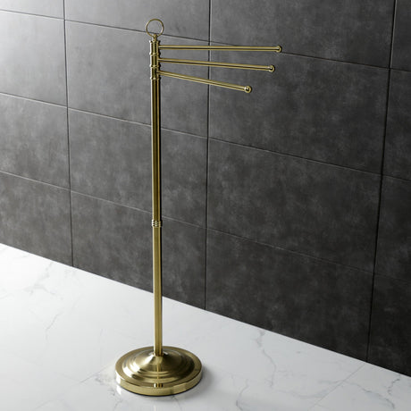 Vintage CC2027 Freestanding Triple Towel Rack, Brushed Brass
