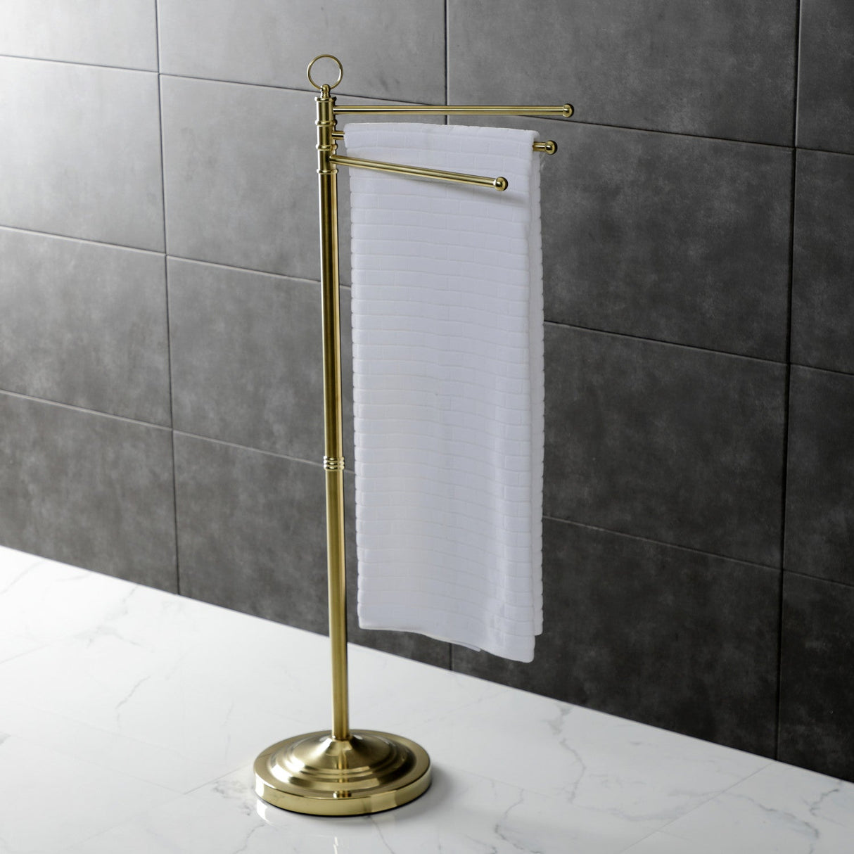 Vintage CC2027 Freestanding Triple Towel Rack, Brushed Brass