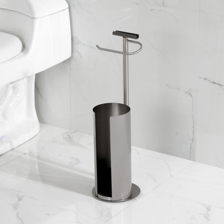 Continental CC2038 Freestanding Toilet Paper Holder with Roll Storage and Phone Stand, Brushed Nickel