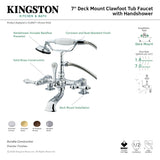 Vintage CC203T8 Three-Handle 2-Hole Deck Mount Clawfoot Tub Faucet with Hand Shower, Brushed Nickel