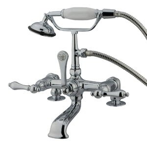 Vintage CC204T1 Three-Handle 2-Hole Deck Mount Clawfoot Tub Faucet with Hand Shower, Polished Chrome
