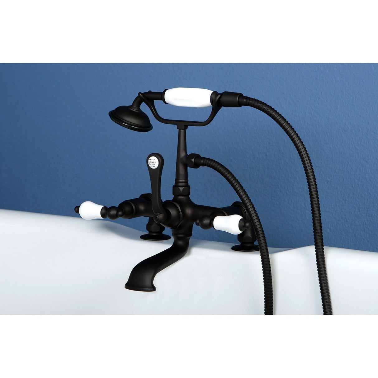 Vintage CC205T5 Three-Handle 2-Hole Deck Mount Clawfoot Tub Faucet with Hand Shower, Oil Rubbed Bronze