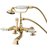 Vintage CC207T2 Three-Handle 2-Hole Deck Mount Clawfoot Tub Faucet with Hand Shower, Polished Brass