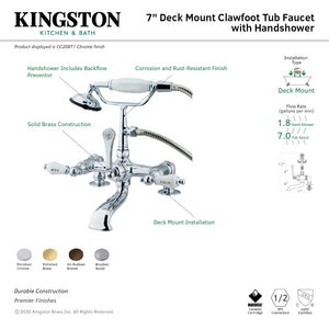 Vintage CC207T5 Three-Handle 2-Hole Deck Mount Clawfoot Tub Faucet with Hand Shower, Oil Rubbed Bronze