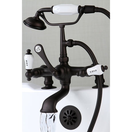 Vintage CC207T5 Three-Handle 2-Hole Deck Mount Clawfoot Tub Faucet with Hand Shower, Oil Rubbed Bronze
