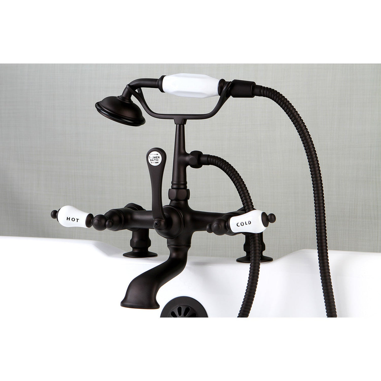 Vintage CC207T5 Three-Handle 2-Hole Deck Mount Clawfoot Tub Faucet with Hand Shower, Oil Rubbed Bronze