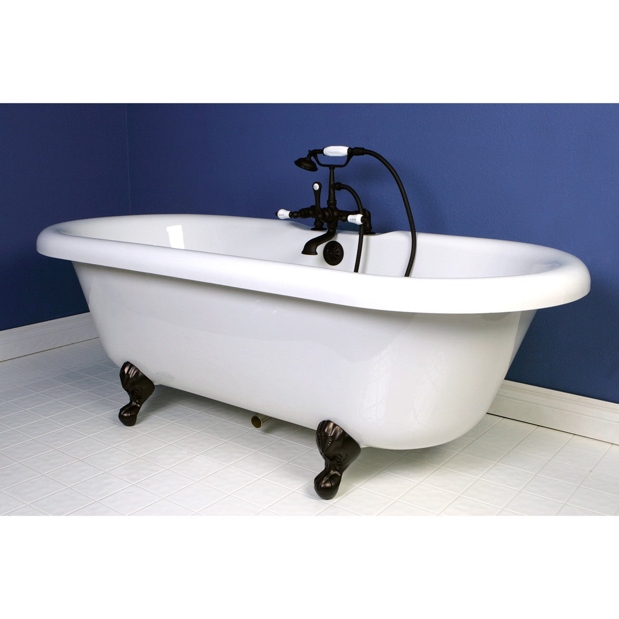 Vintage CC207T5 Three-Handle 2-Hole Deck Mount Clawfoot Tub Faucet with Hand Shower, Oil Rubbed Bronze