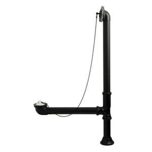 Vintage CC2090 Brass Chain and Stopper Tub Waste and Overflow, Matte Black