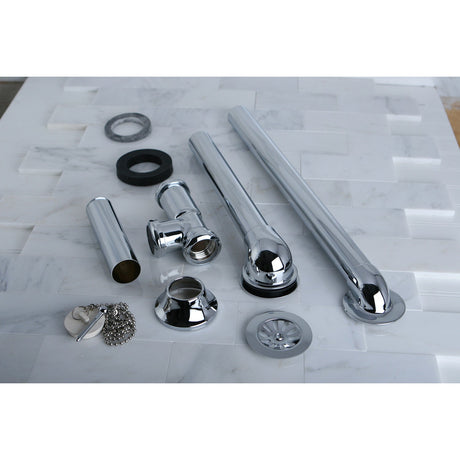 Vintage CC2091 Brass Chain and Stopper Tub Waste and Overflow, Polished Chrome