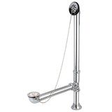 Vintage CC2091 Brass Chain and Stopper Tub Waste and Overflow, Polished Chrome