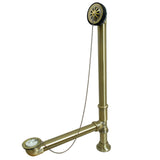 Vintage CC2093 Brass Chain and Stopper Tub Waste and Overflow, Antique Brass