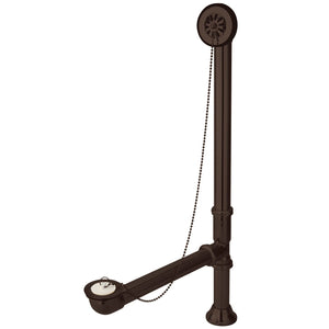 Vintage CC2095 Brass Chain and Stopper Tub Waste and Overflow, Oil Rubbed Bronze