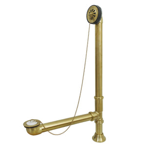 Vintage CC2097 Brass Chain and Stopper Tub Waste and Overflow, Brushed Brass