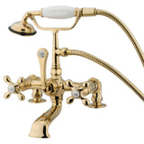 Vintage CC209T2 Three-Handle 2-Hole Deck Mount Clawfoot Tub Faucet with Hand Shower, Polished Brass