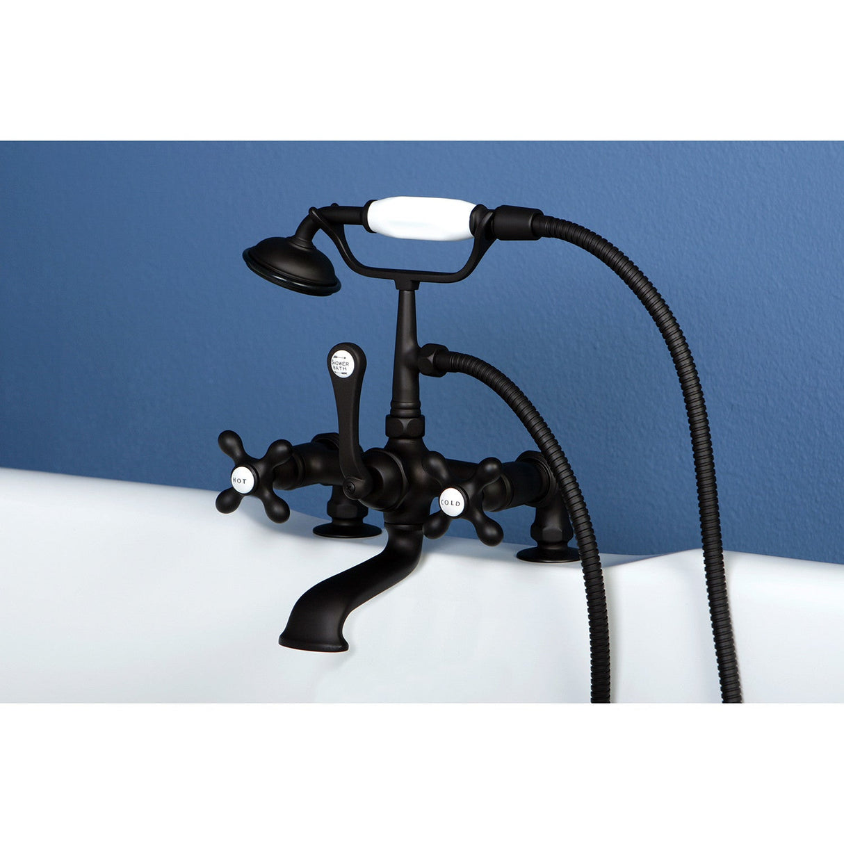 Vintage CC209T5 Three-Handle 2-Hole Deck Mount Clawfoot Tub Faucet with Hand Shower, Oil Rubbed Bronze