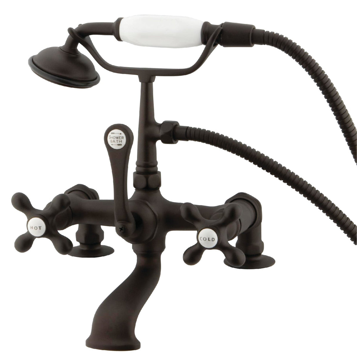 Vintage CC209T5 Three-Handle 2-Hole Deck Mount Clawfoot Tub Faucet with Hand Shower, Oil Rubbed Bronze