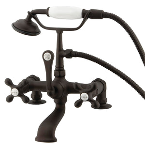 Vintage CC209T5 Three-Handle 2-Hole Deck Mount Clawfoot Tub Faucet with Hand Shower, Oil Rubbed Bronze