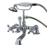 Vintage CC210T1 Three-Handle 2-Hole Deck Mount Clawfoot Tub Faucet with Hand Shower, Polished Chrome