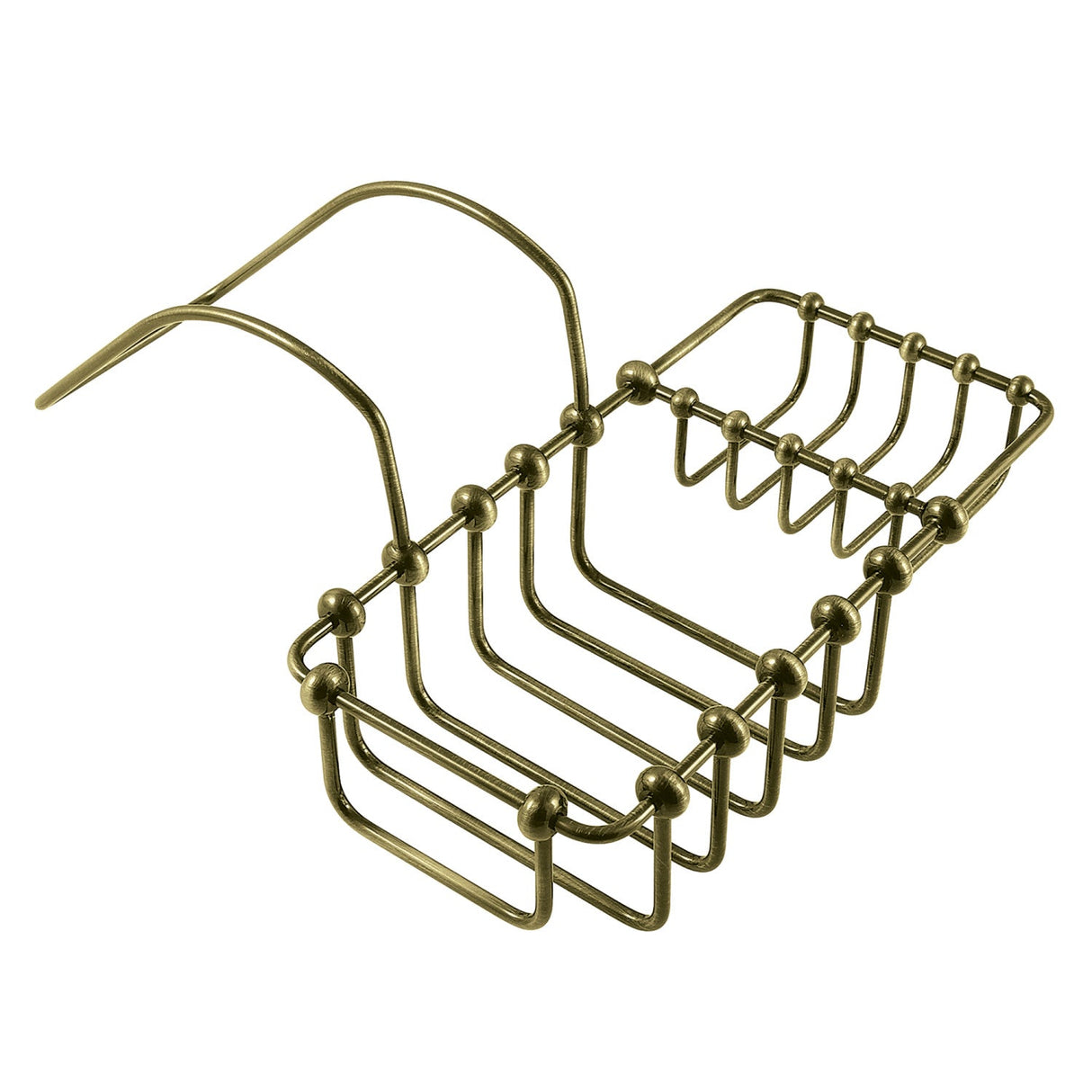 Vintage CC2163 8-3/8 Inch Clawfoot Tub Hanging Soap and Sponge Holder, Antique Brass